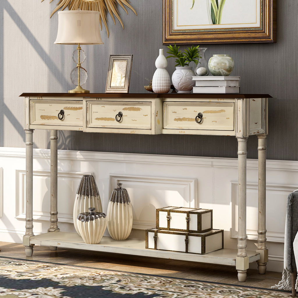 Gray Luxurious Exquisite Console Table  with Drawers
