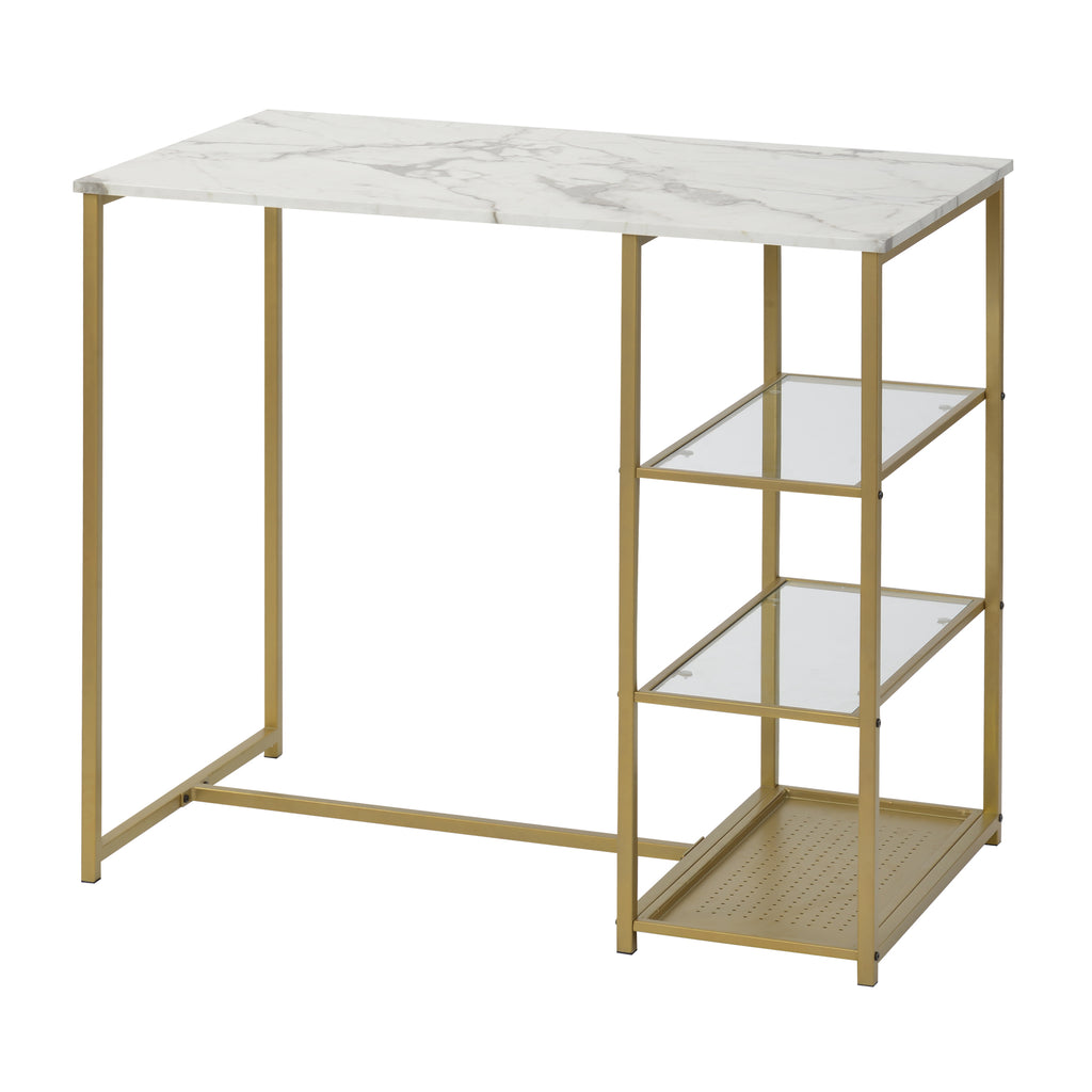 3 Counts - Modern Pub Set with Rectangular Table and Bar Stools - Gold Table