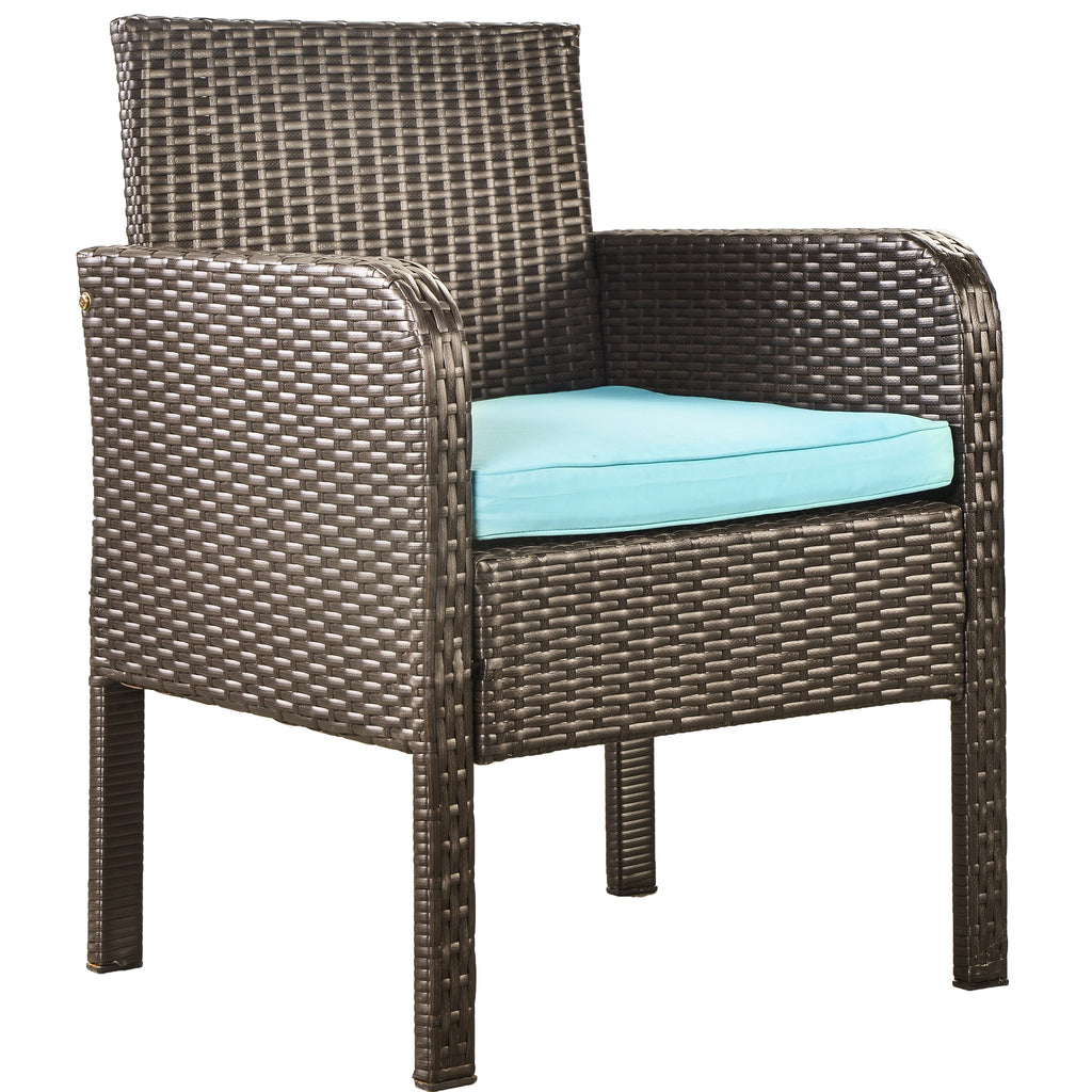 4 Counts - Rattan Sofa Seating Group with Cushions, Outdoor Rattan sofa Blue - Chair