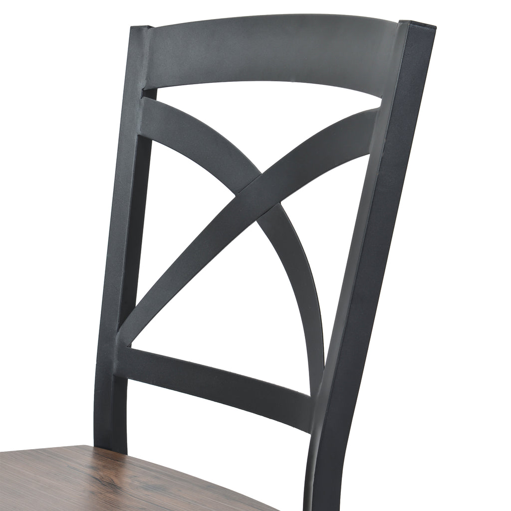 Dark Slate Gray 5 Counts - Industrial Wooden Dining Set with Metal Frame and 4 Ergonomic Chairs
