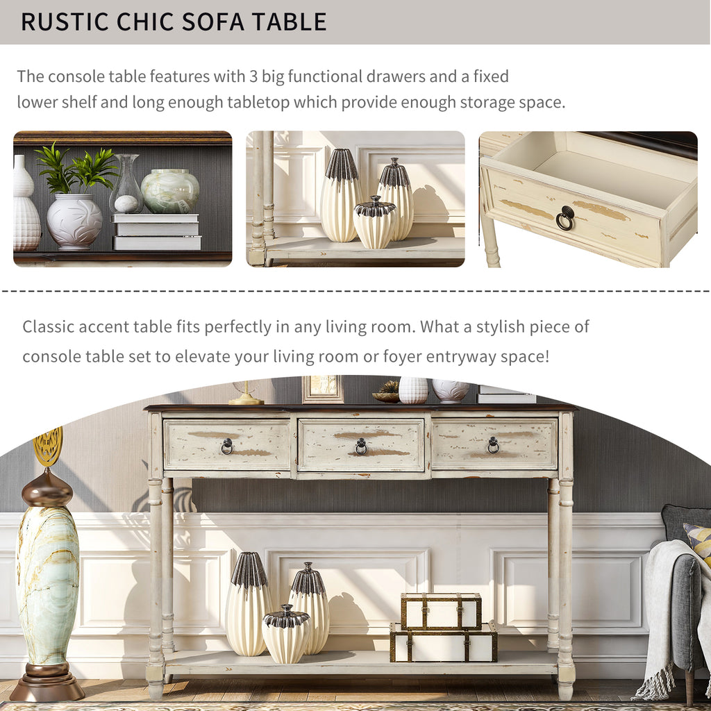 White Smoke Luxurious Exquisite Console Table  with Drawers
