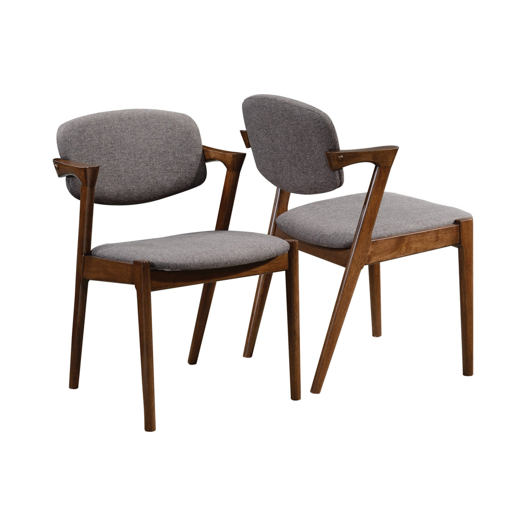 Dim Gray Coaster 105352 | Mid-Century Dark Walnut Dining Side Chairs With Grey Cushion Set Of 2