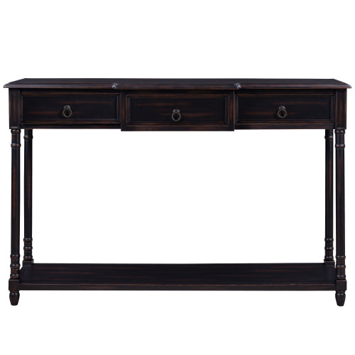 Black Luxurious Exquisite Console Table  with Drawers