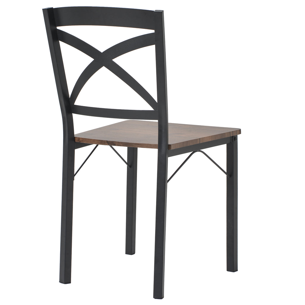 Dark Gray 5 Counts - Industrial Wooden Dining Set with Metal Frame and 4 Ergonomic Chairs