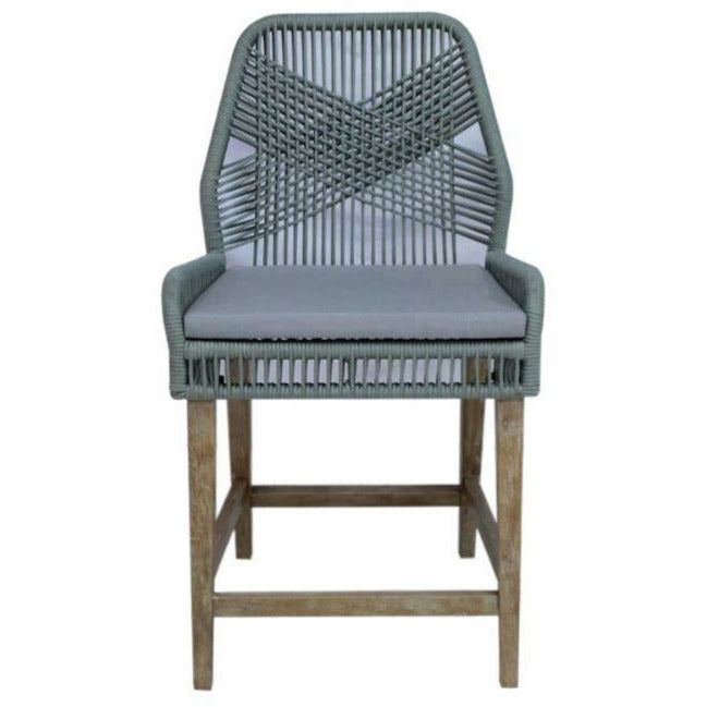 Dim Gray Coaster Woven Back Wooden Legs Counter Height Chairs_ Grey,  Set Of 2