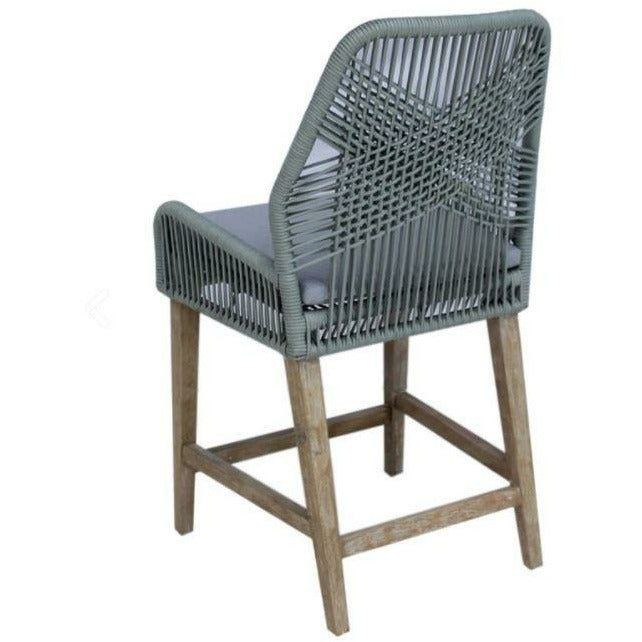 Dim Gray Coaster Woven Back Wooden Legs Counter Height Chairs_ Grey,  Set Of 2