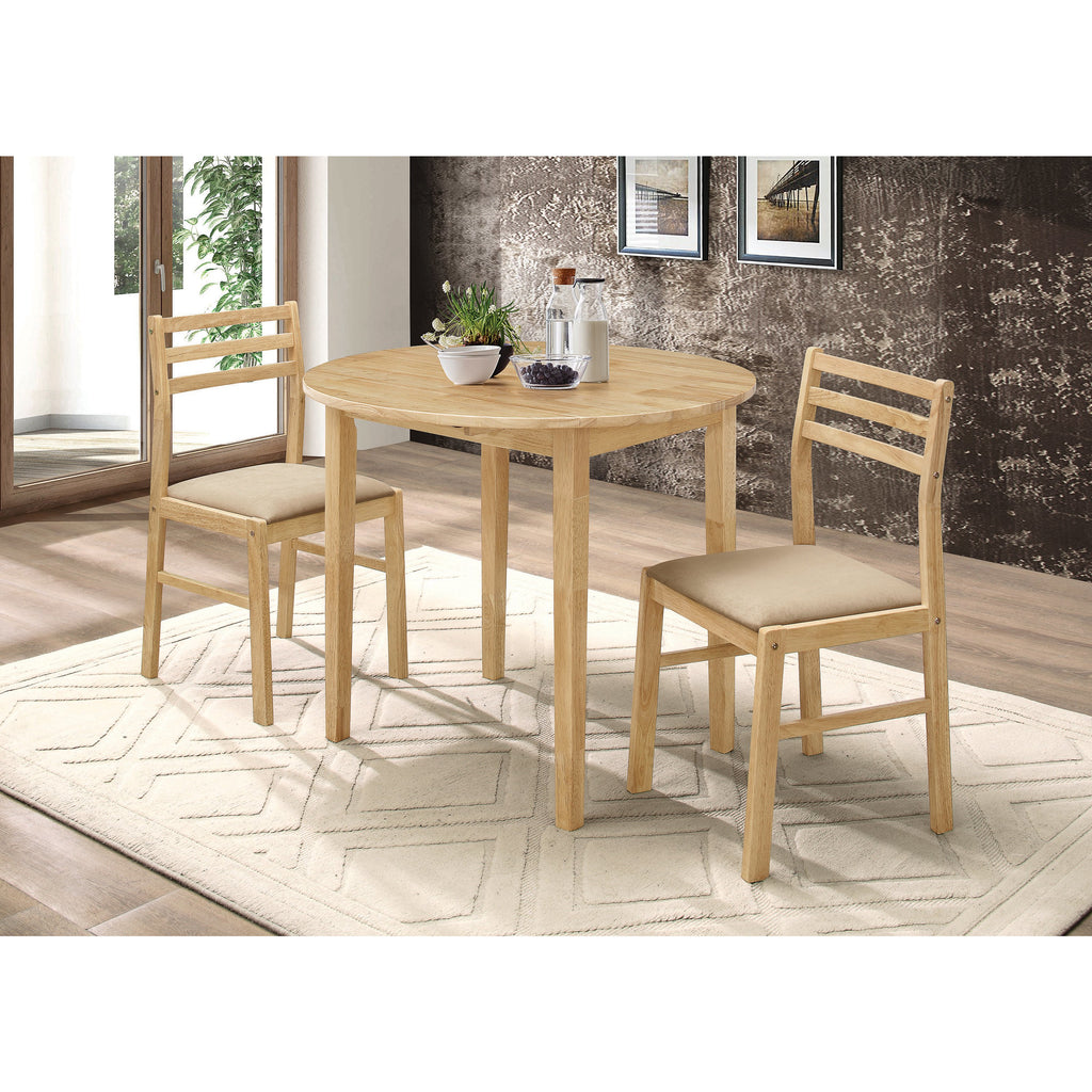 Rosy Brown Coaster 130006 | Set Of 3 Foldable Table + Counter Chairs Dining Set Natural