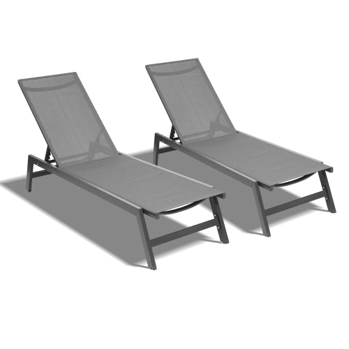 Light Slate Gray Chaise Lounge Chairs Outdoor Chairs, 2-Pcs
