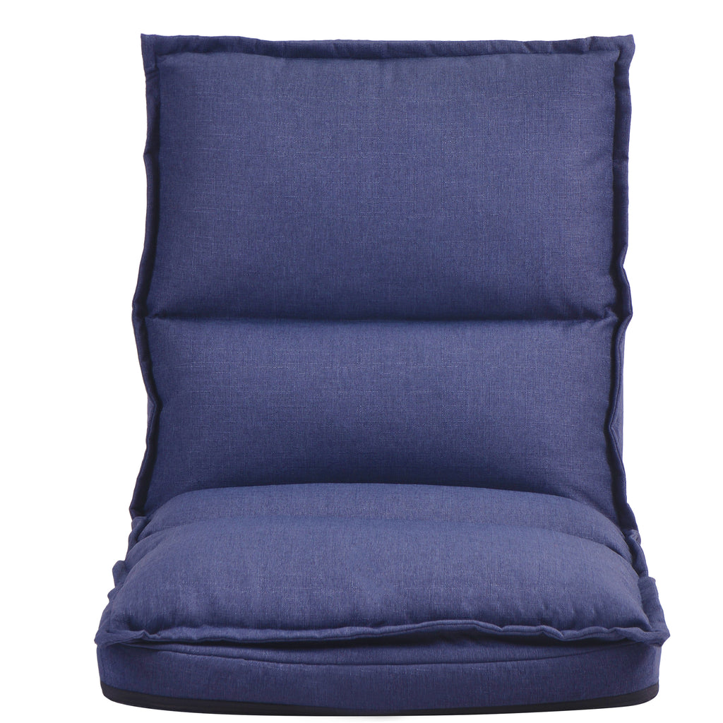 Dark Slate Blue Fabric Upholstered Folding Lazy Sofa Chair Adjustable Floor Sofa Chair BH192325