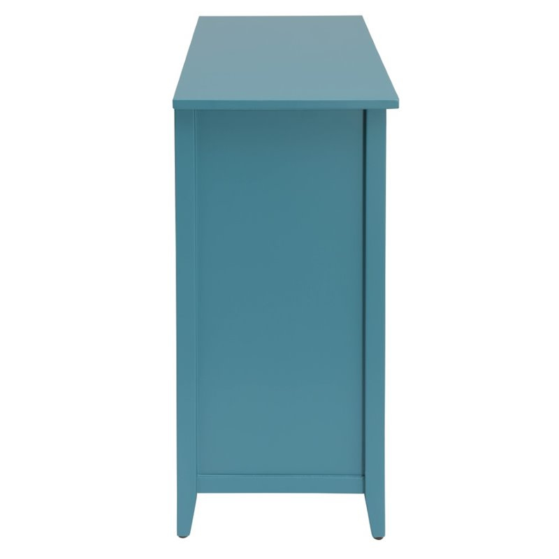 Steel Blue Wooden Console Table With 6 Drawers in Teal