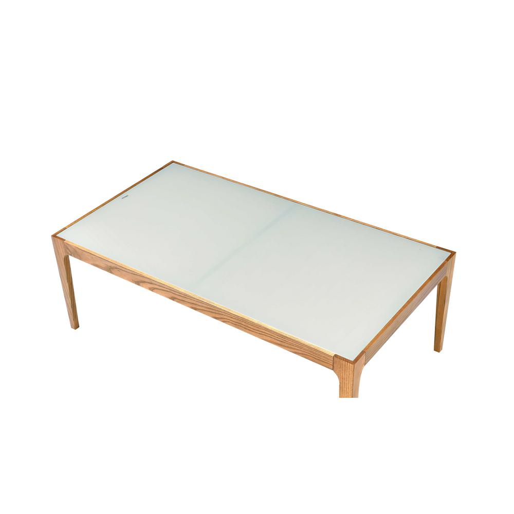 Light Gray Gwynn Coffee Table in Natural & Frosted Glass
