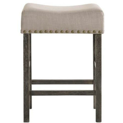 Rosy Brown Backless Nailhead Upholstered Counter Height Stools w/Footrest - Set Of 2