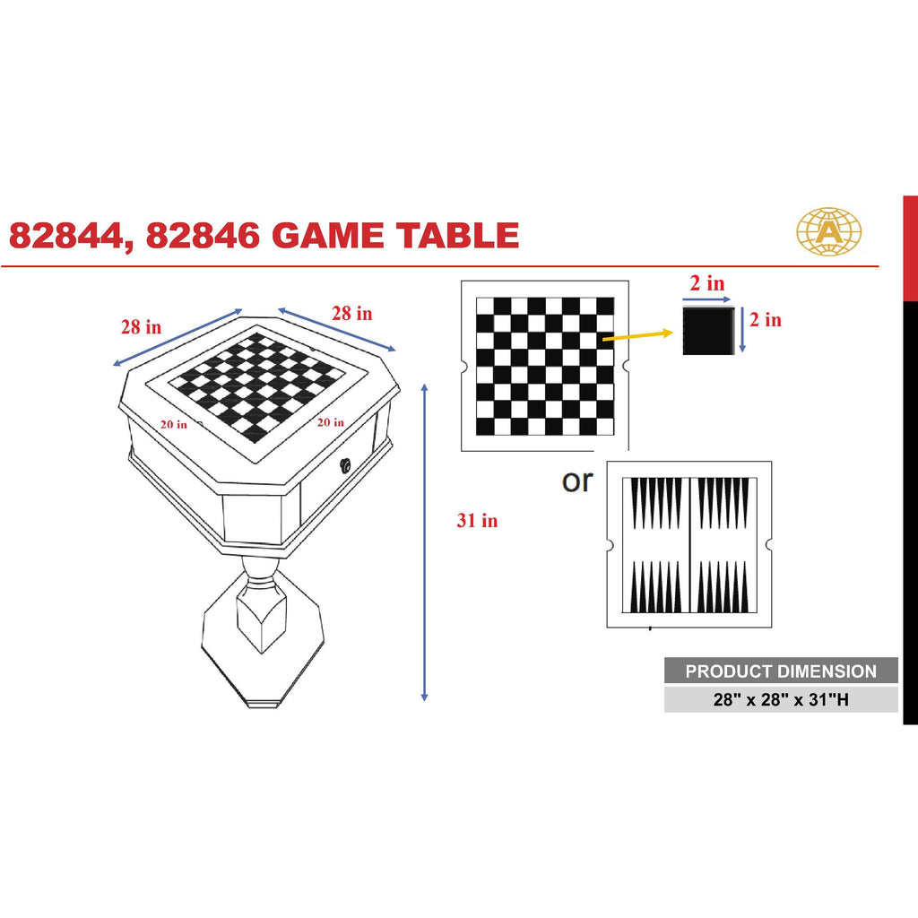 White Smoke Bishop Game Table(Cheery/Black)