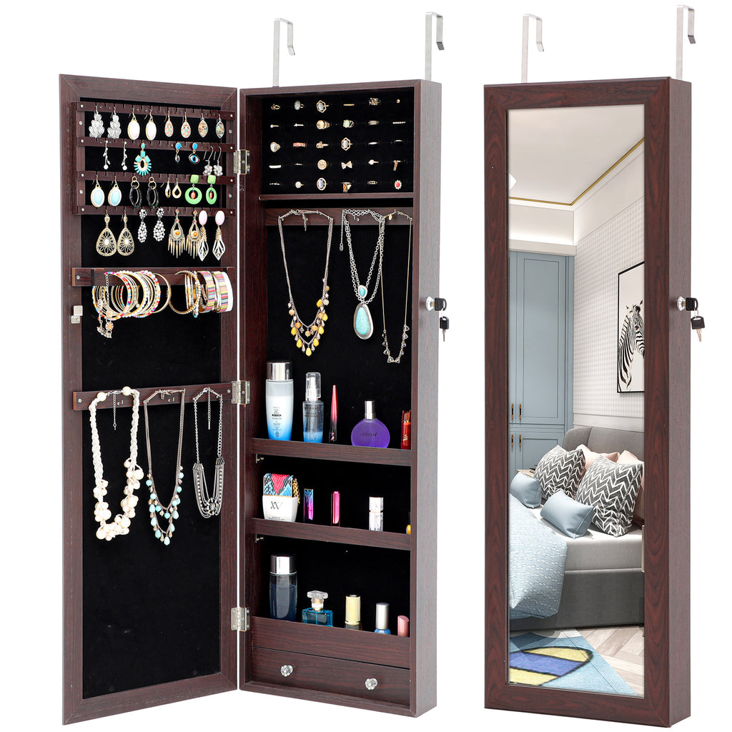 Dark Slate Gray Hanging Jewelry Storage Mirror Cabinet