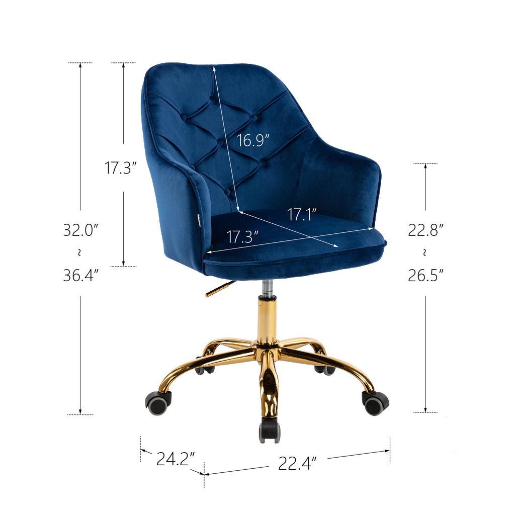Midnight Blue Velvet Swivel Shell Chair for Living Room, Office Chair, Modern Leisure Arm Chair
