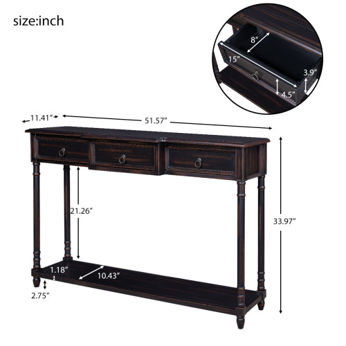 Dark Slate Gray Luxurious Exquisite Console Table  with Drawers