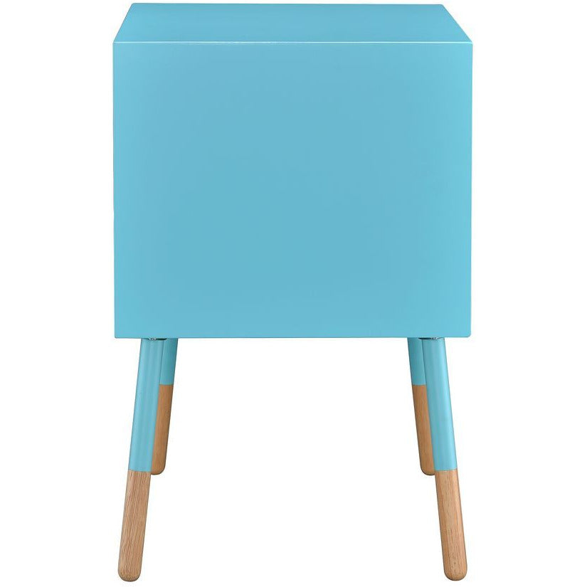 Sky Blue Sonria II End Table With one draw and Open Storage in Light Blue