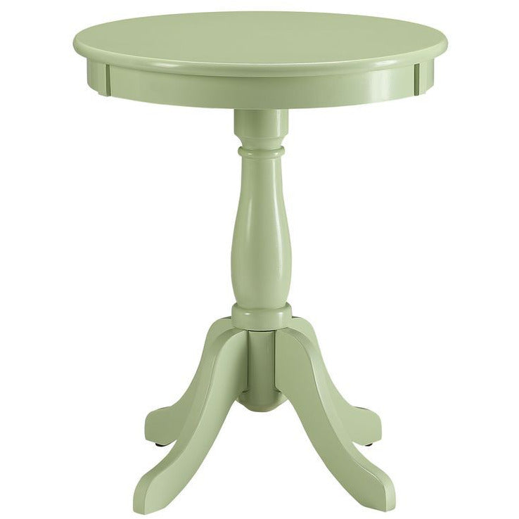 18" D Round Side Table Turned Pedestal Base w/4 Legs Light Green