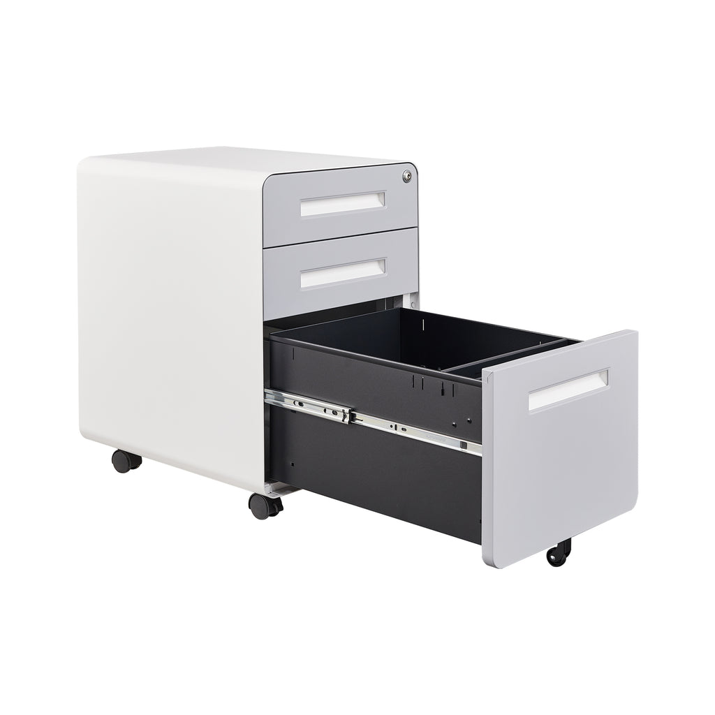 3 Drawer Mobile Pedestal File Cabinet Home Office Furniture - White