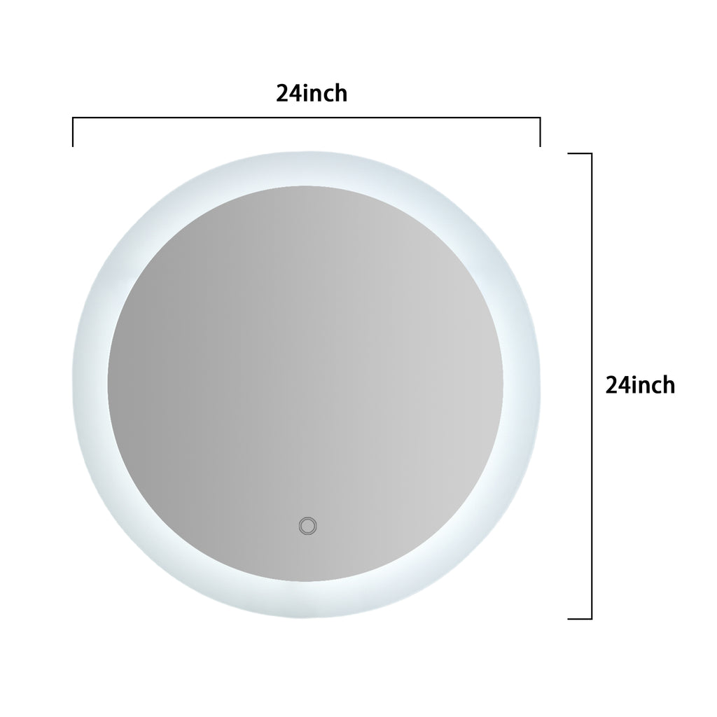 Gray LED Lighted Bathroom Wall Mounted Mirror with High Lumen+Anti-Fog Separately Control+Dimmer Function