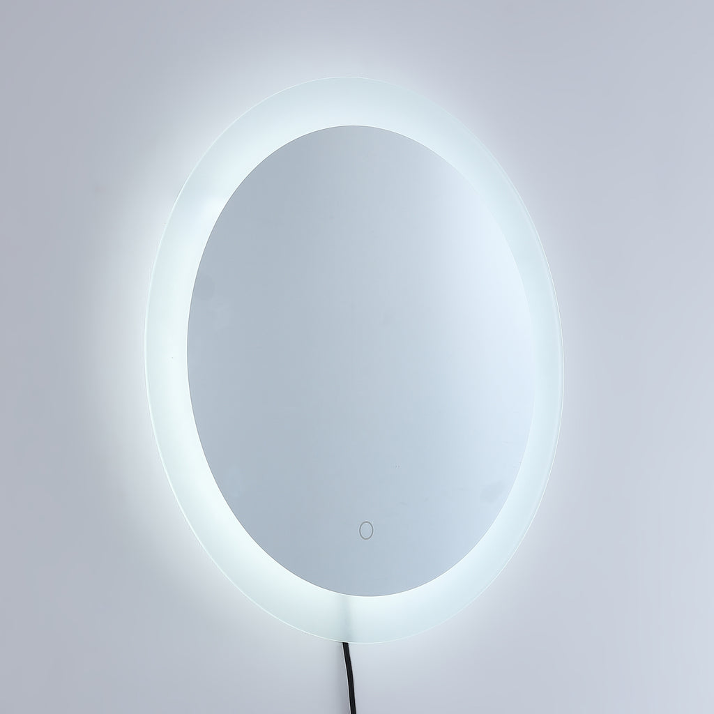 Light Steel Blue LED Lighted Bathroom Wall Mounted Mirror with High Lumen+Anti-Fog Separately Control+Dimmer Function