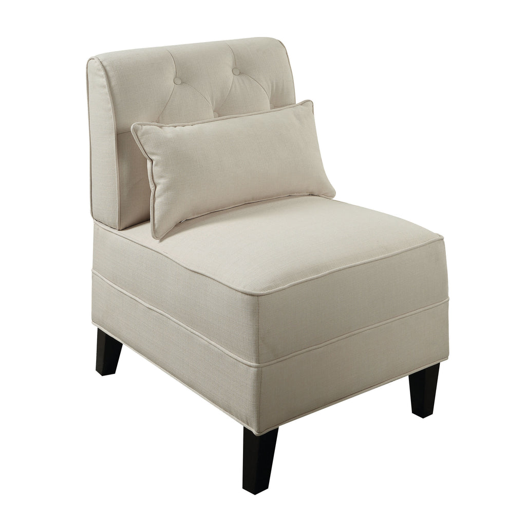 Dark Gray Susanna Accent Chair & Pillow in Cream Linen