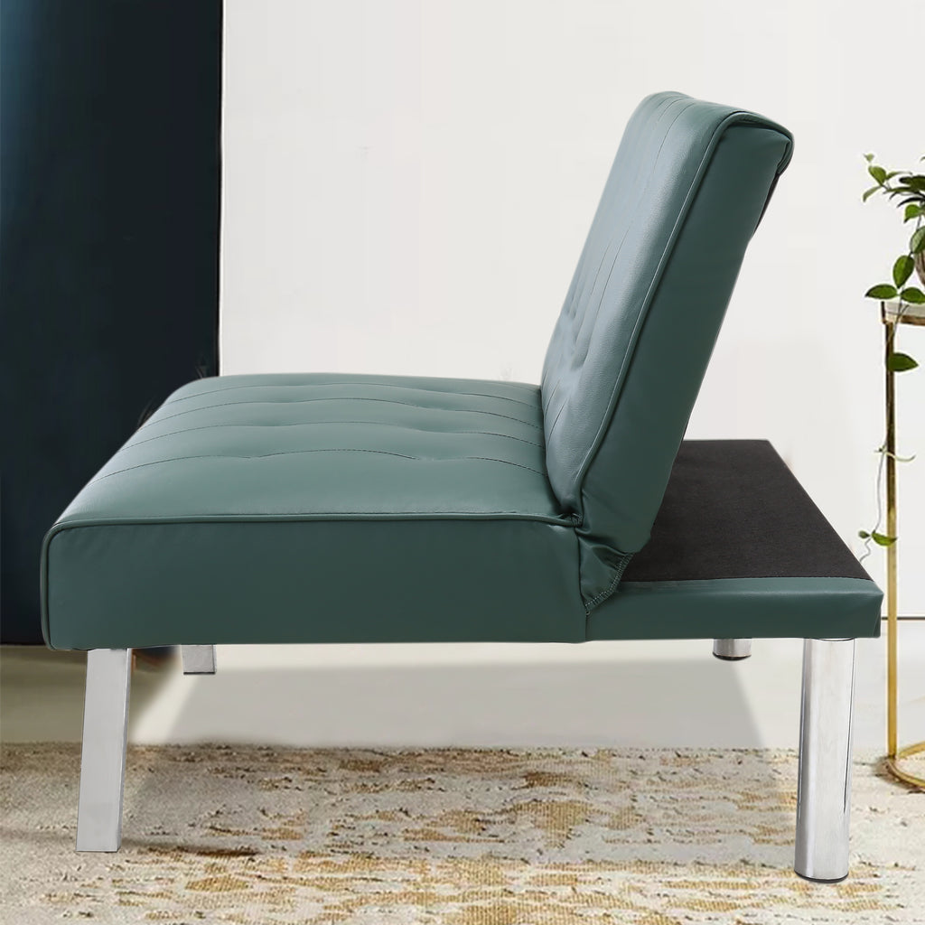 Slate Gray PU Leather Convertible Folding Sofa Chair Single Futon Sofa Couch BH5012729