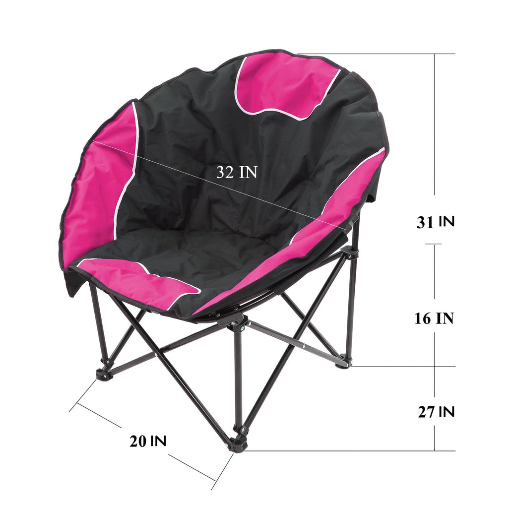 Dark Slate Gray Folding Padded Round Camping Beach Chair with Storage & Carry Bag, 2pc