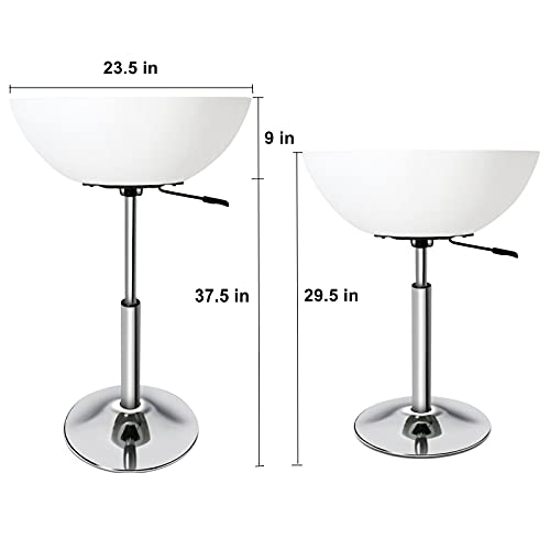 White Smoke 23.5" Adjustable Height LED Light Furniture Bar Stool Table-Round Shape-Remote Control