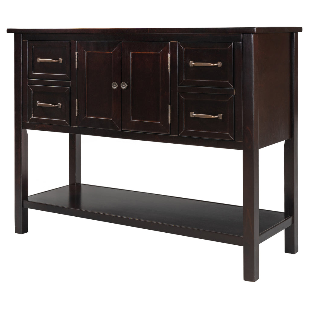 Black 43" Modern Console Table with 4 Drawers