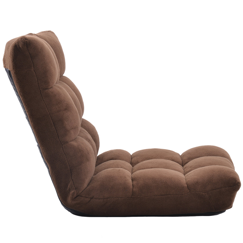 Dim Gray Fabric Upholstered Folding Lazy Sofa Chair Floor Sofa Chair Five Angle Adjustable