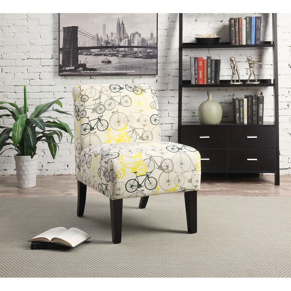 Bisque Pattern Fabric Upholstered Armless Accent Chair