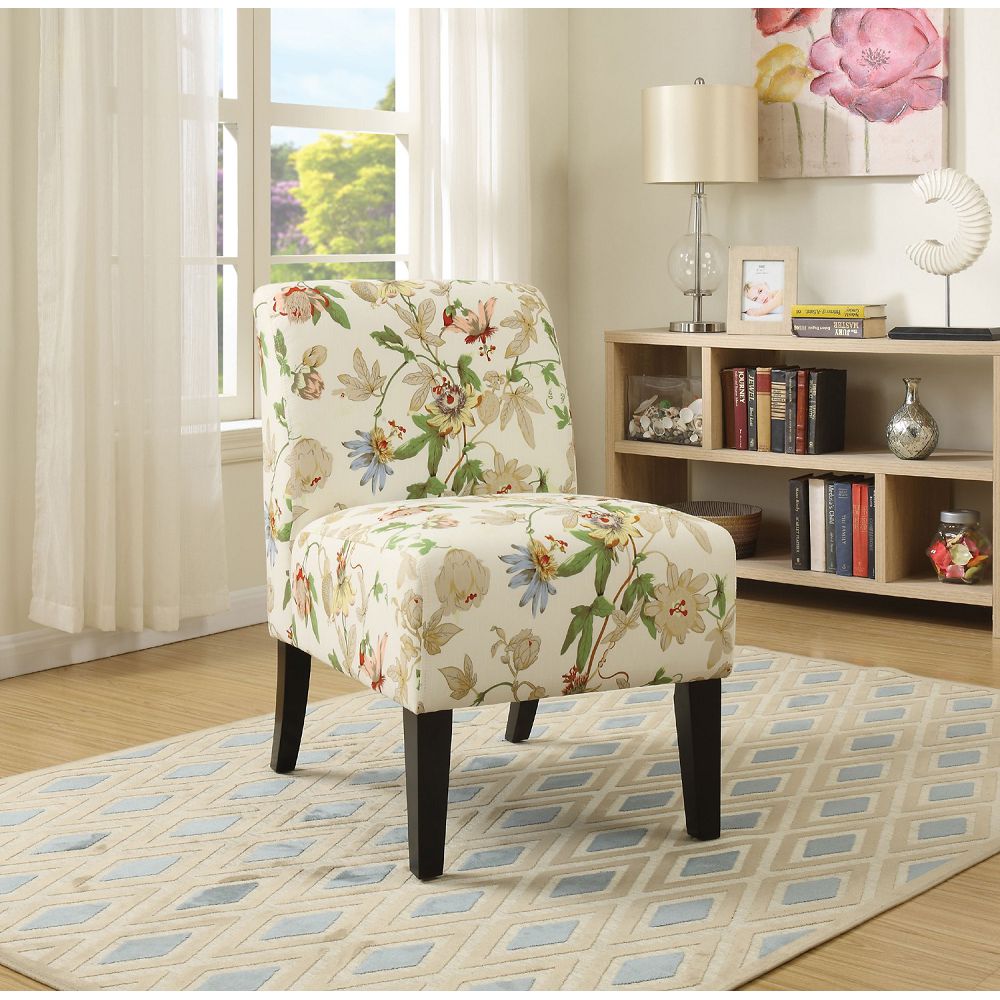 Rosy Brown Pattern Fabric Upholstered Armless Accent Chair