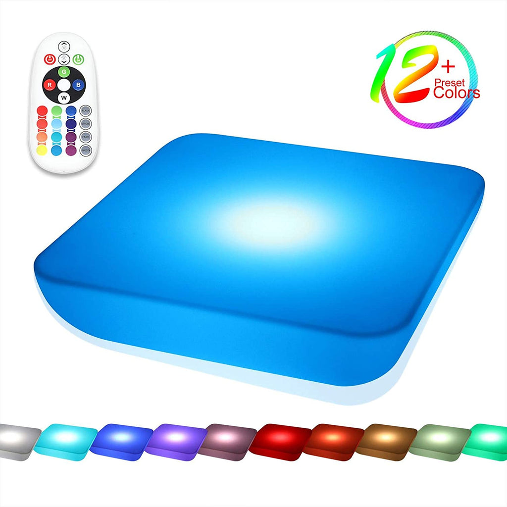 Light Gray 16 Color Changing LED Table Top, Light Up Cube Ball Night Light Serving Tray