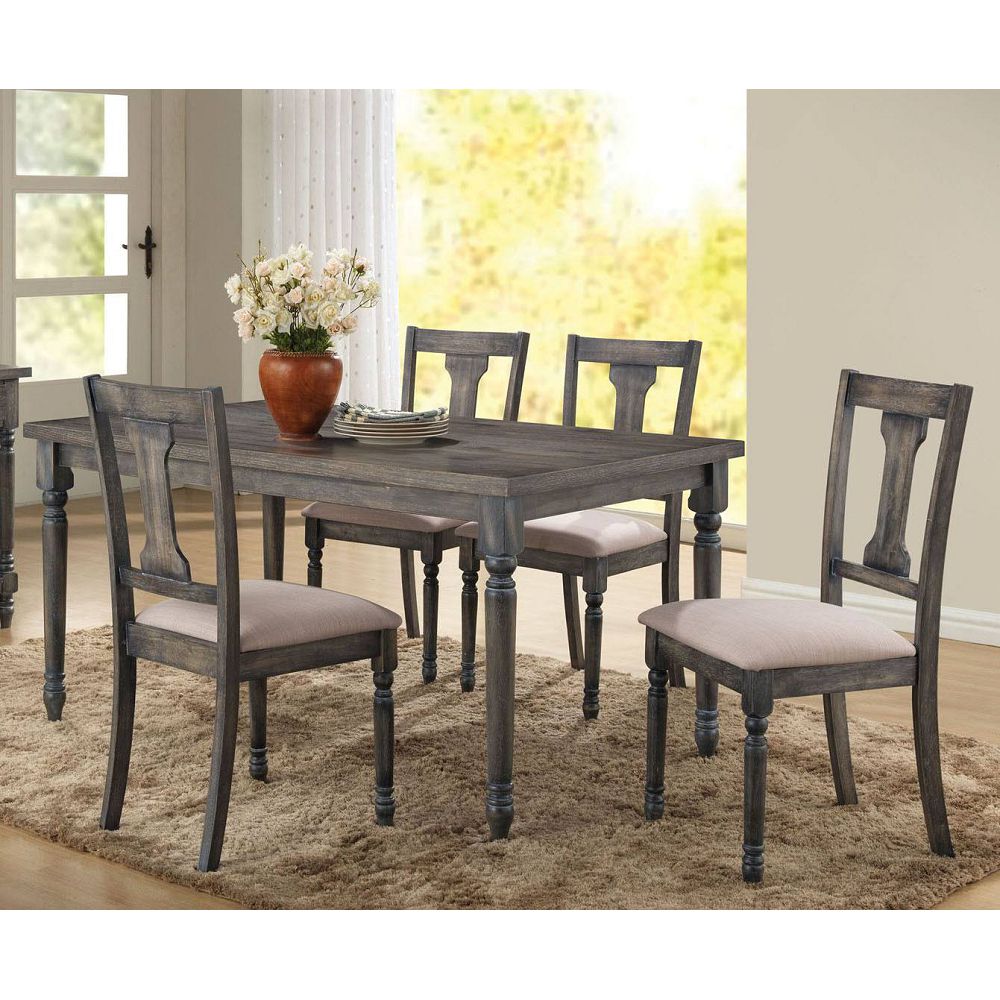Pale Goldenrod Contemporary Rectangular Wood Dining Table in Weathered Gray