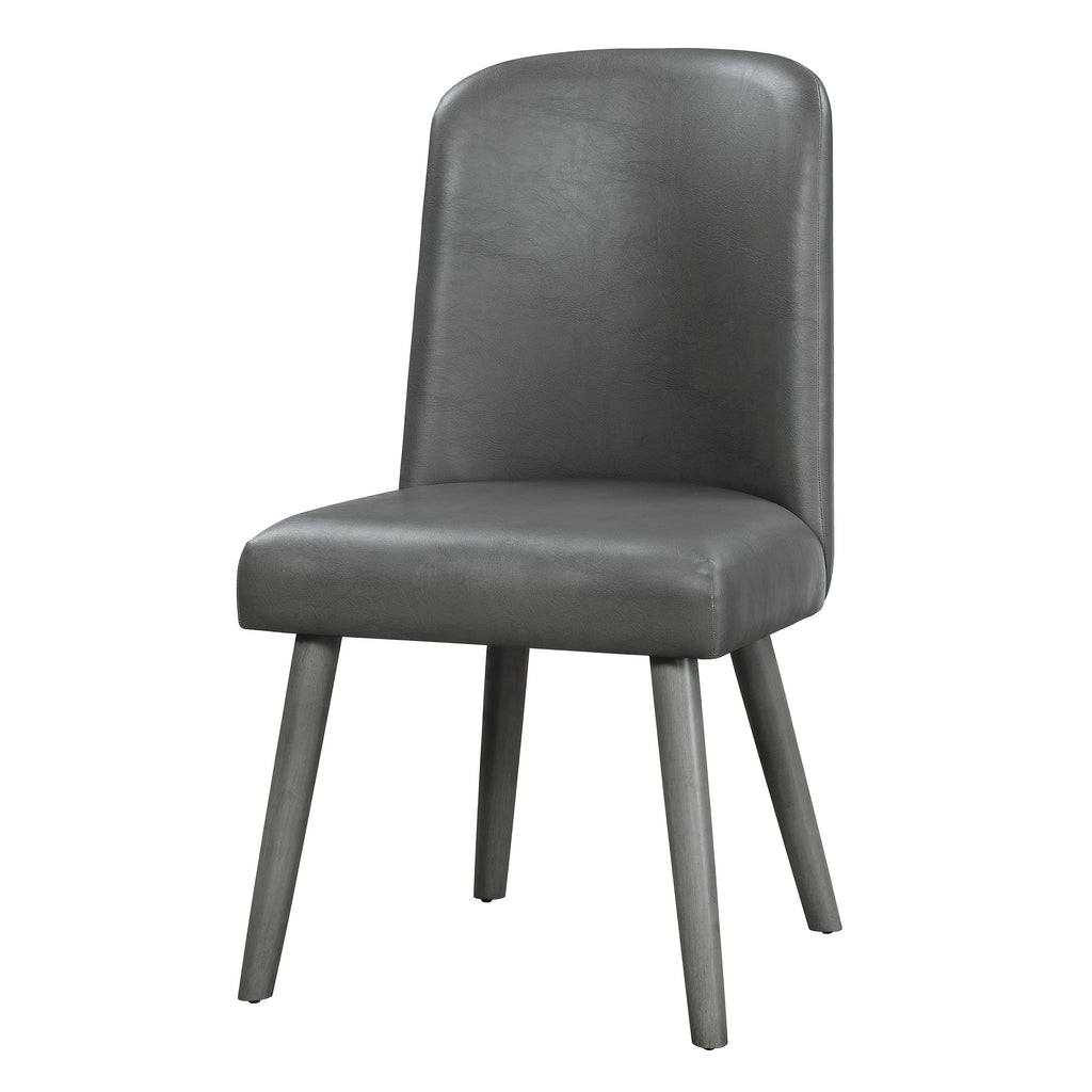 Dark Slate Gray Set Of 2 Waylon Side Chair Gray PU & Gray Oak