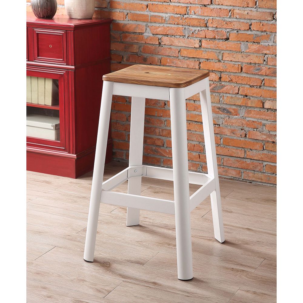 Gray 30" H Wooden Top Backless Bar Stool and Metal Base