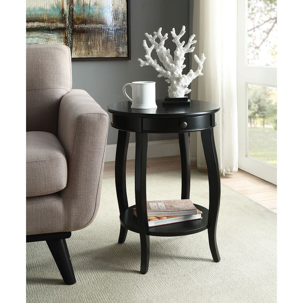 Black Alysa Bedroom End Table With Shelf