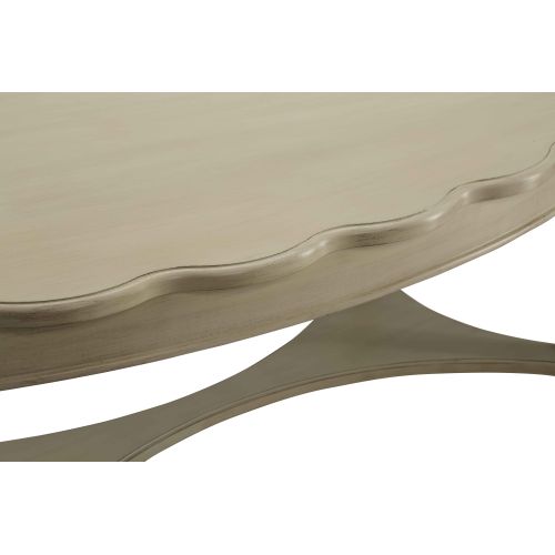 Dim Gray Oval Coffee Table With Bottom Shelf in Antique White