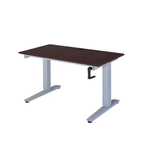 Dark Slate Gray Adjustable Height Desk w/"T" Metal Base in Espresso