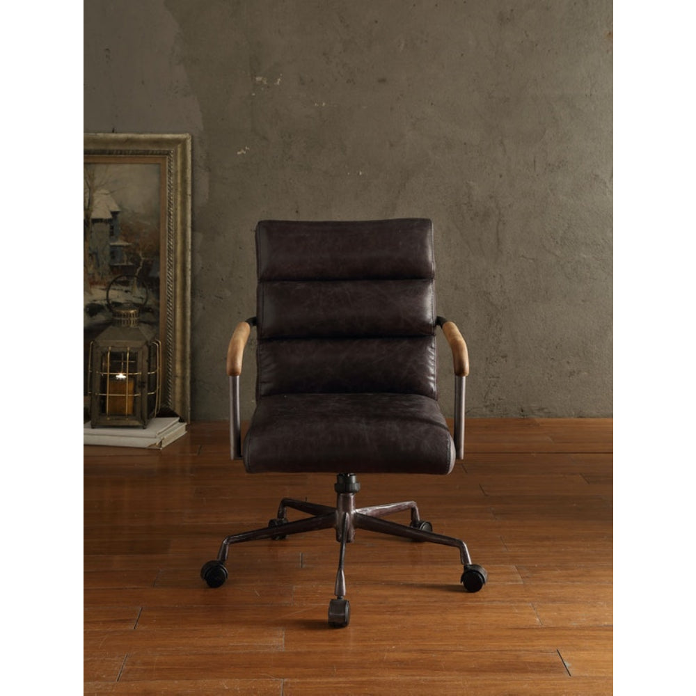 Modern Executive Office Chair Swivel Computer Gaming Chair w/Armrest Top Grain Leather Antique Slate