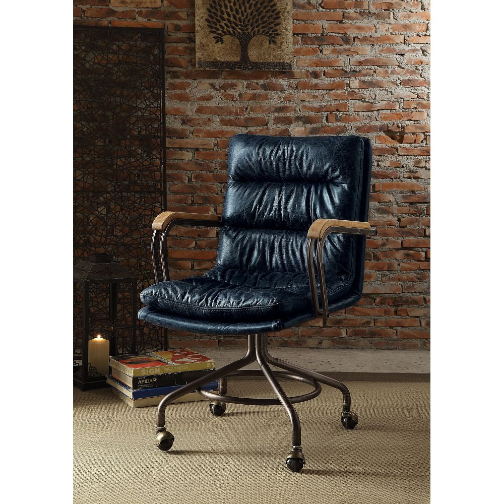 Black Executive Grain Leather Armrest Office Chair with High Back Swivel Base