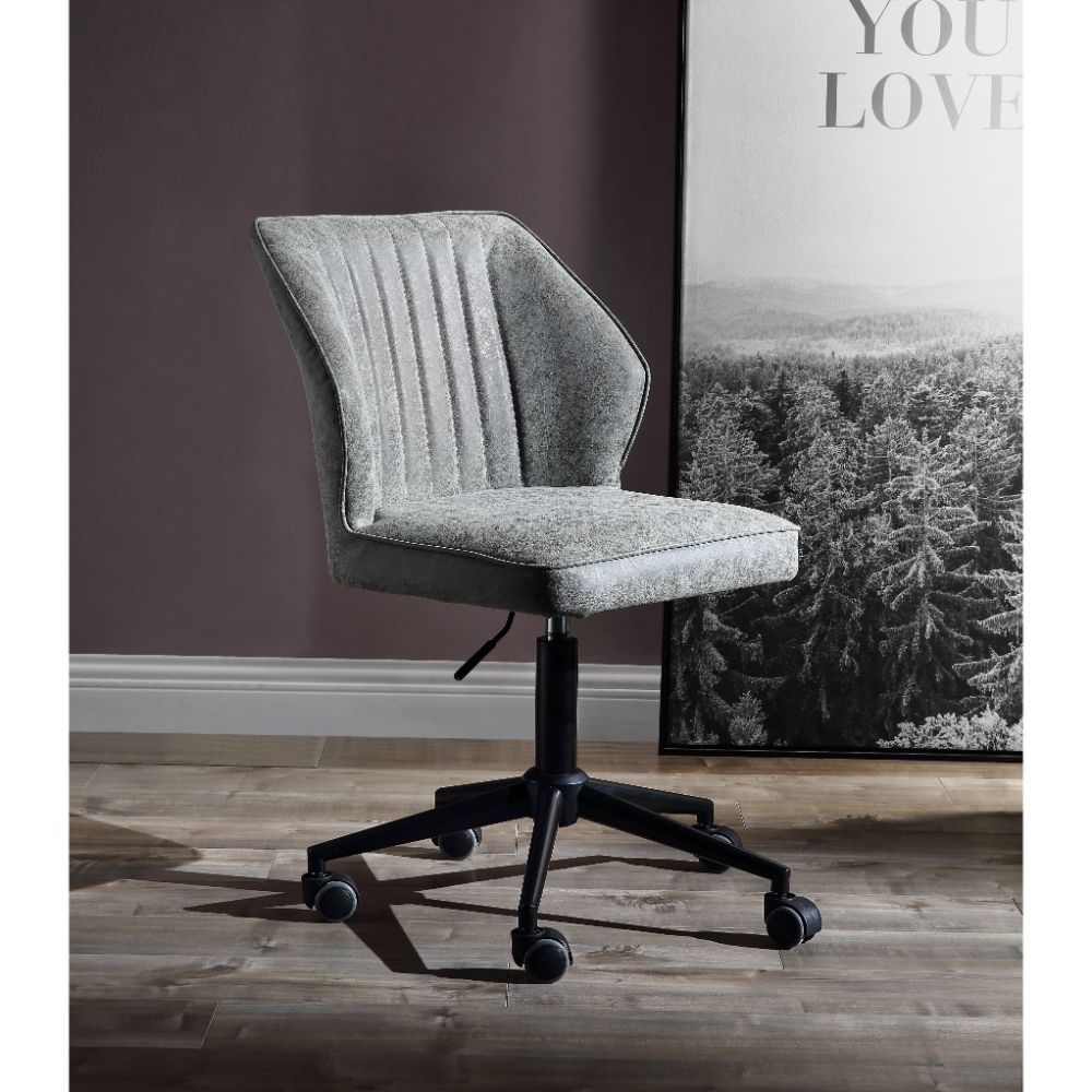 Pakuna Armless Office Chair Vintage Gray PU and Black BH92942 