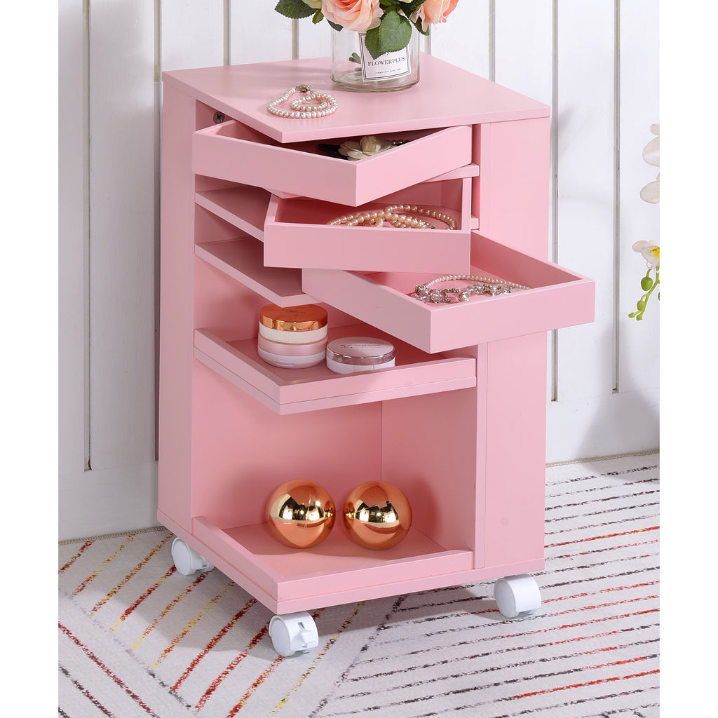 Light Pink Nariah Storage Cart With Casters Wheels