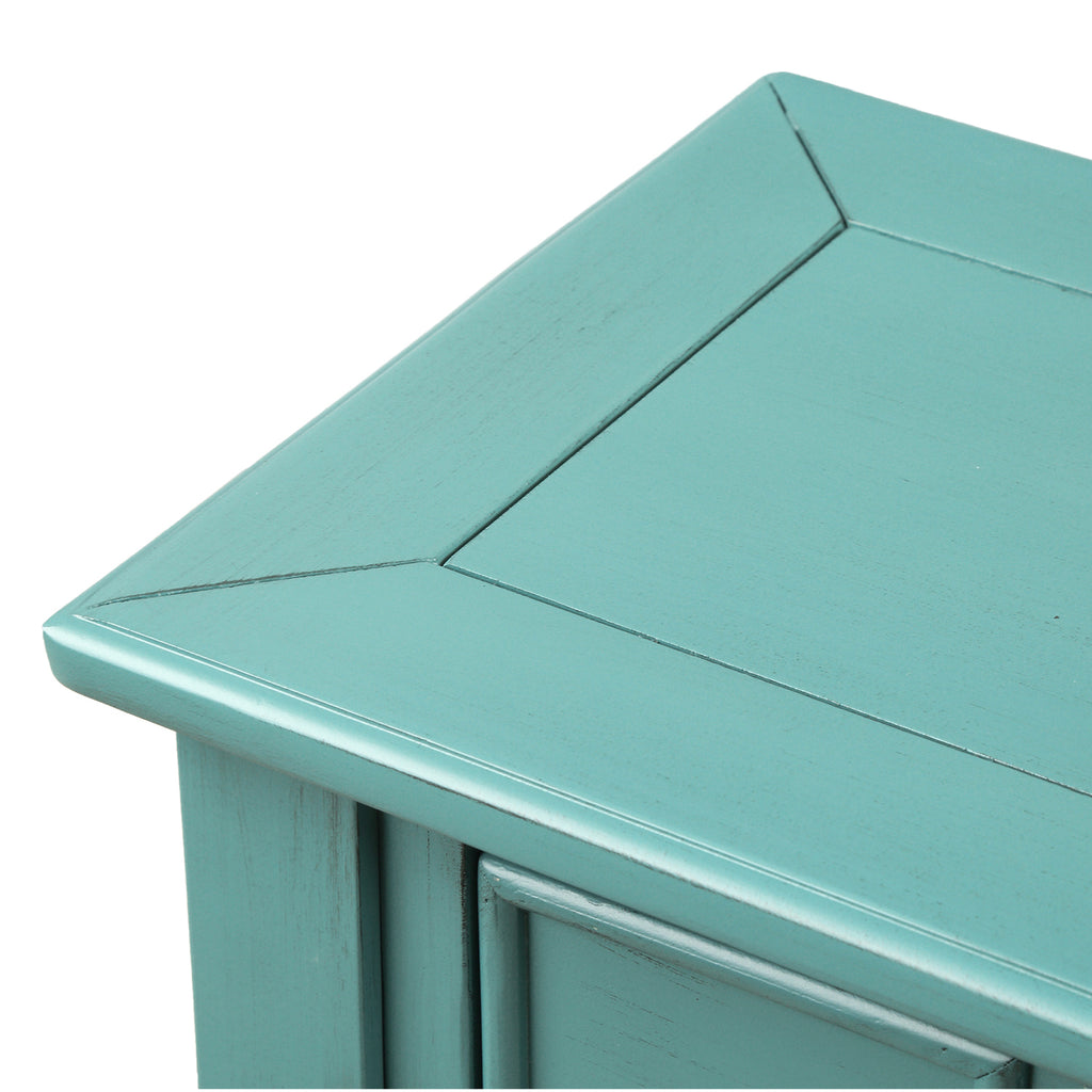 Medium Aquamarine 60" Entryway Console Table with Two Different Size Drawers and Bottom Shelf BH191870