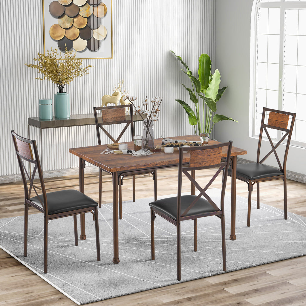 Dim Gray 5 Counts - Wooden Dining Table with Matching Padded Chairs ST000022
