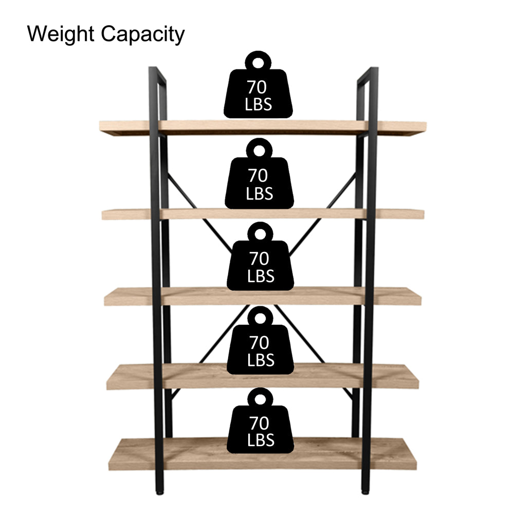 47"W Rectangular Bookshelf With X-Shape Cross Bar BH42723920 - Weight Capacity