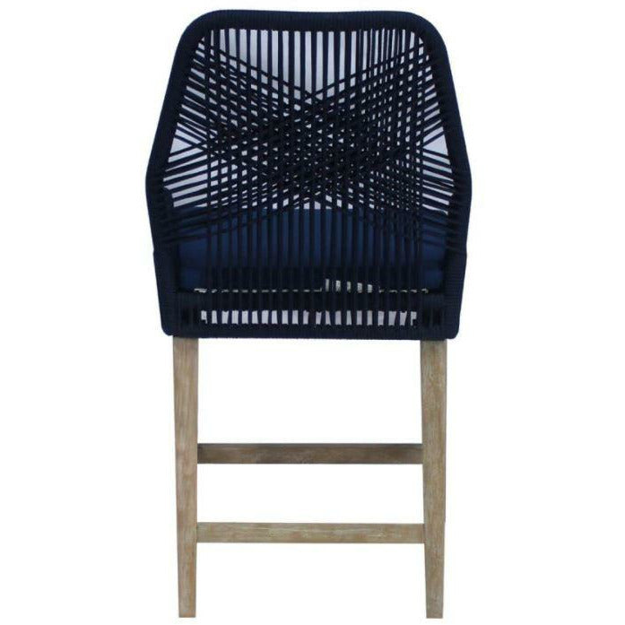 Gray Coaster Woven Back Wooden Legs Counter Height Chairs_ Navy Blue, Set Of 2