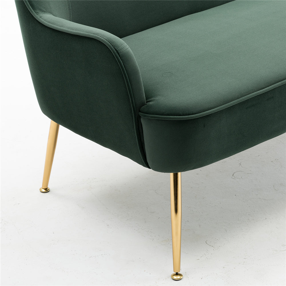 Velvet Accent Chair With Gold Metal Legs Green