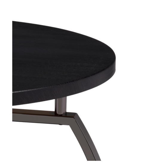 Black Dark Grey Wood/Black Nickel Metal End Table Round Top by Coaster